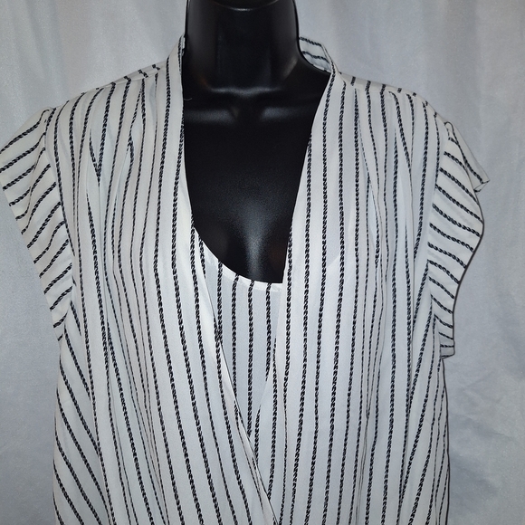 Halogen Black and White Wrap Blouse - Picture 2 of 6